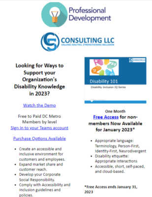Preview of Disability IN DC Metro's January 2023 Newsletter