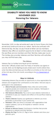 Disability IN DC Metro November 2023 newsletter cover