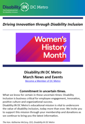 Screenshot of DC Metro March Newsletter