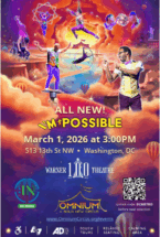 Flyer of the Omnium Circus event taking place on March 1, 2026 at the Warner Theatre in Washington, DC