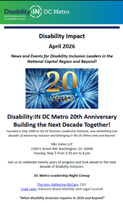 Screenshot of the cover of Disability:IN DC Metro April 2026 newsletter