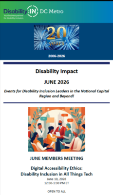 Screenshot of July 2026 Disability IN DC Metro newsletter cover