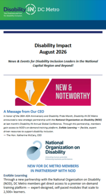 Screenshot of Disability:IN DC Metro August 2026 Newsletter cover