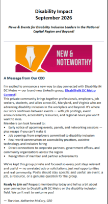 Screenshot of Disability:IN DC Metro September 2026 Newsletter cover